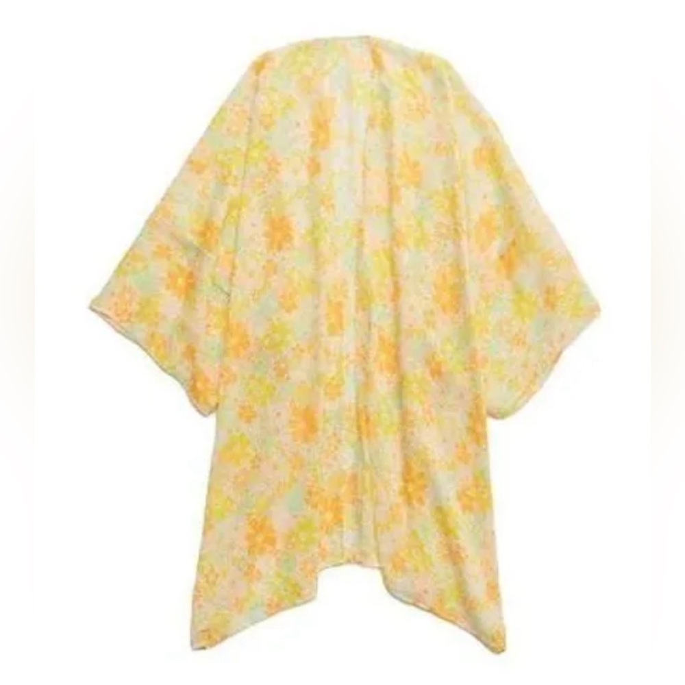 Women's Yellow Floral Swim Cover-Up Kimono